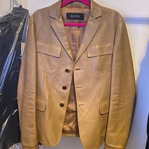 Tan Gucci Leather Jacket